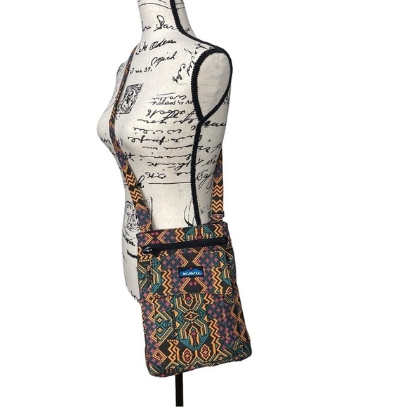 Kavu Keeper 100% Sustainable Cotton Tribal Crossbody Orange Black - Picture 3 of 13